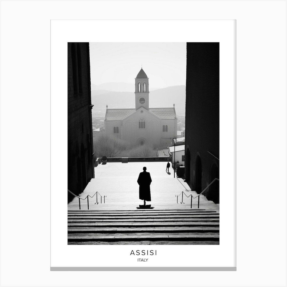 Poster Of Assisi Italy Black And White Analogue Photography 1 Canvas