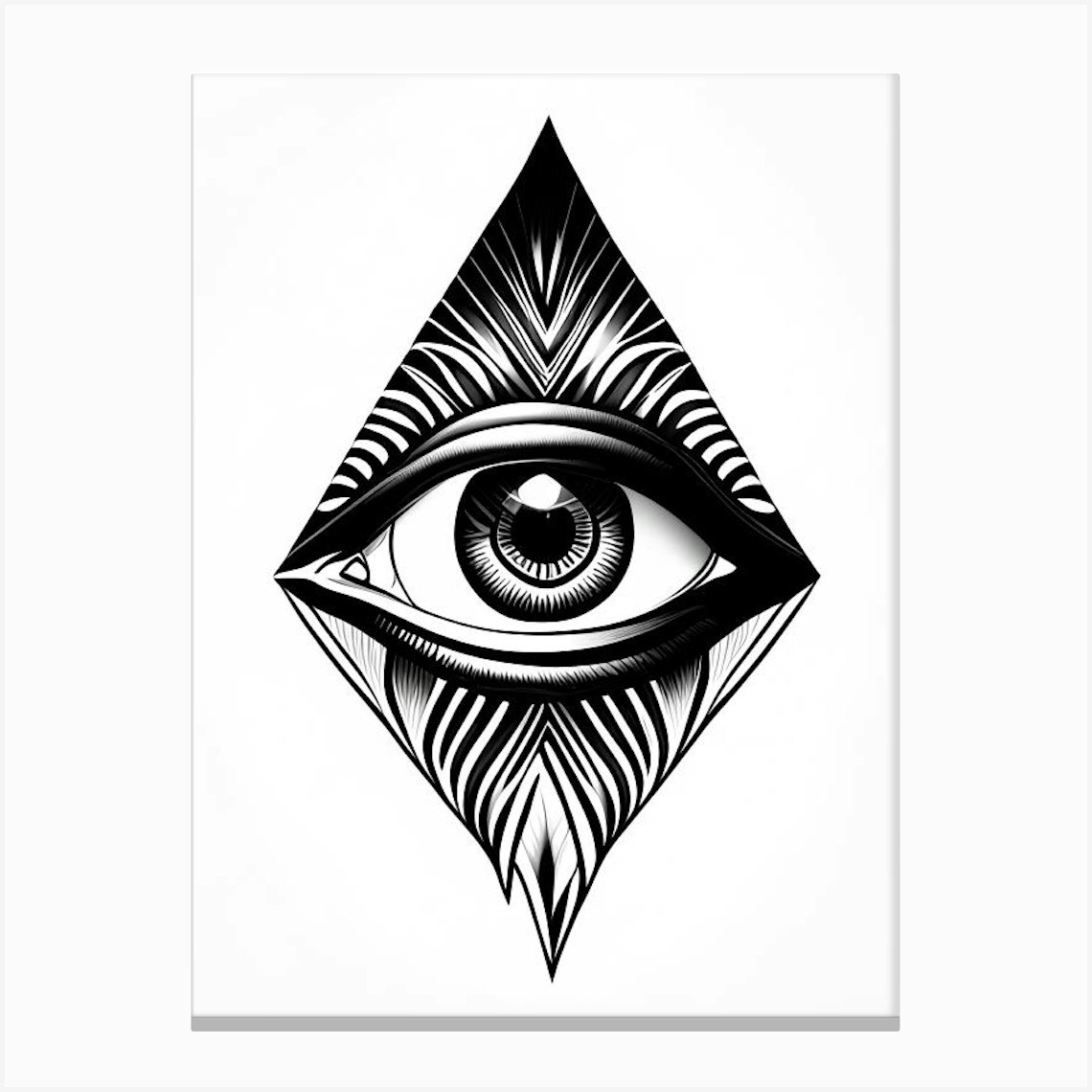 Intuition, Symbol, Third Eye Simple Black & White Illustration 5 Canvas ...