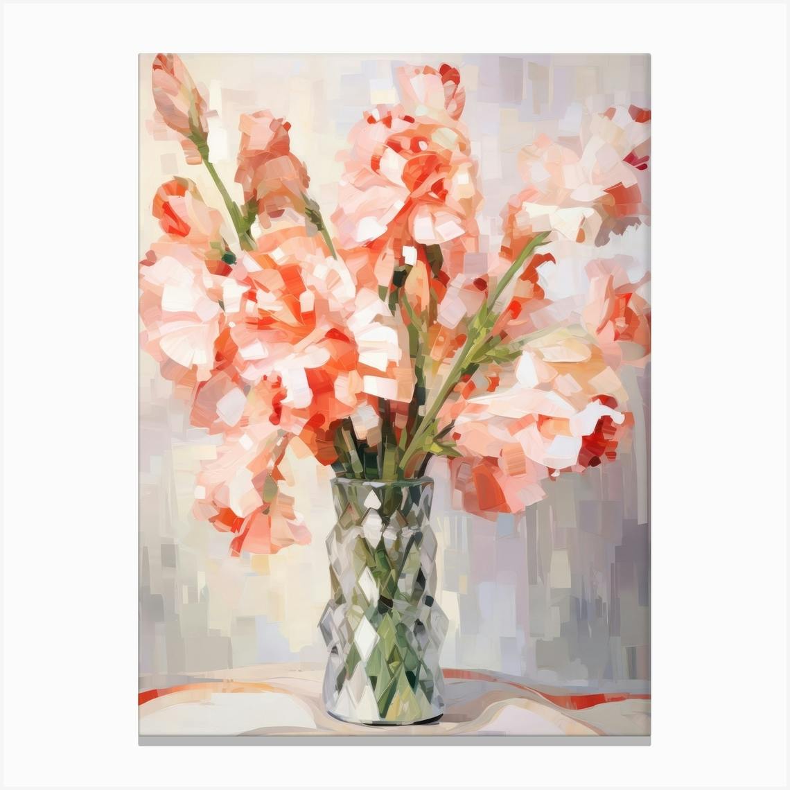 Gladiolus II abstract floral vase still popular life canvas print giclee