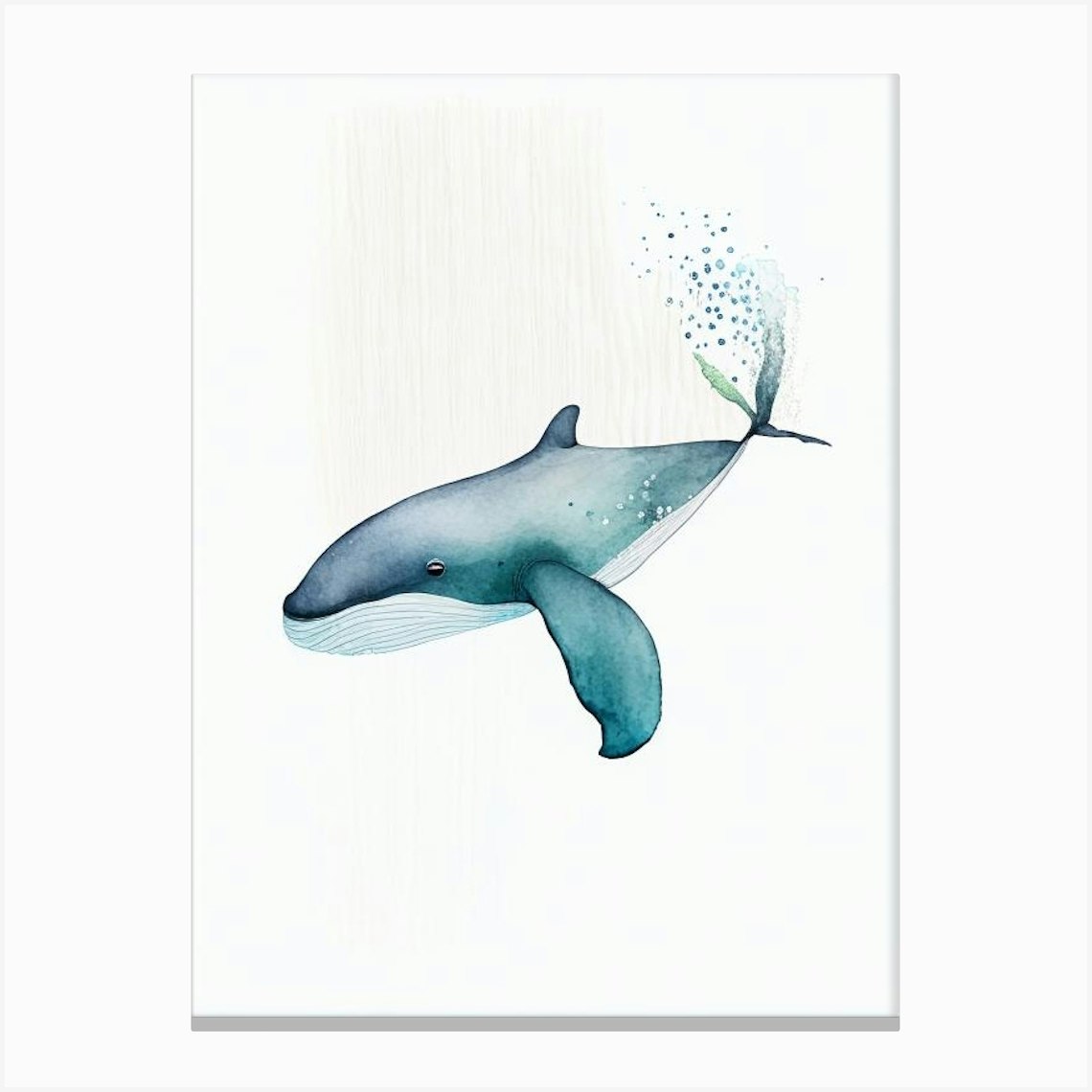 Ginkgo Toothed Beaked Whale Minimilist Watercolour (3) Canvas Print by ...