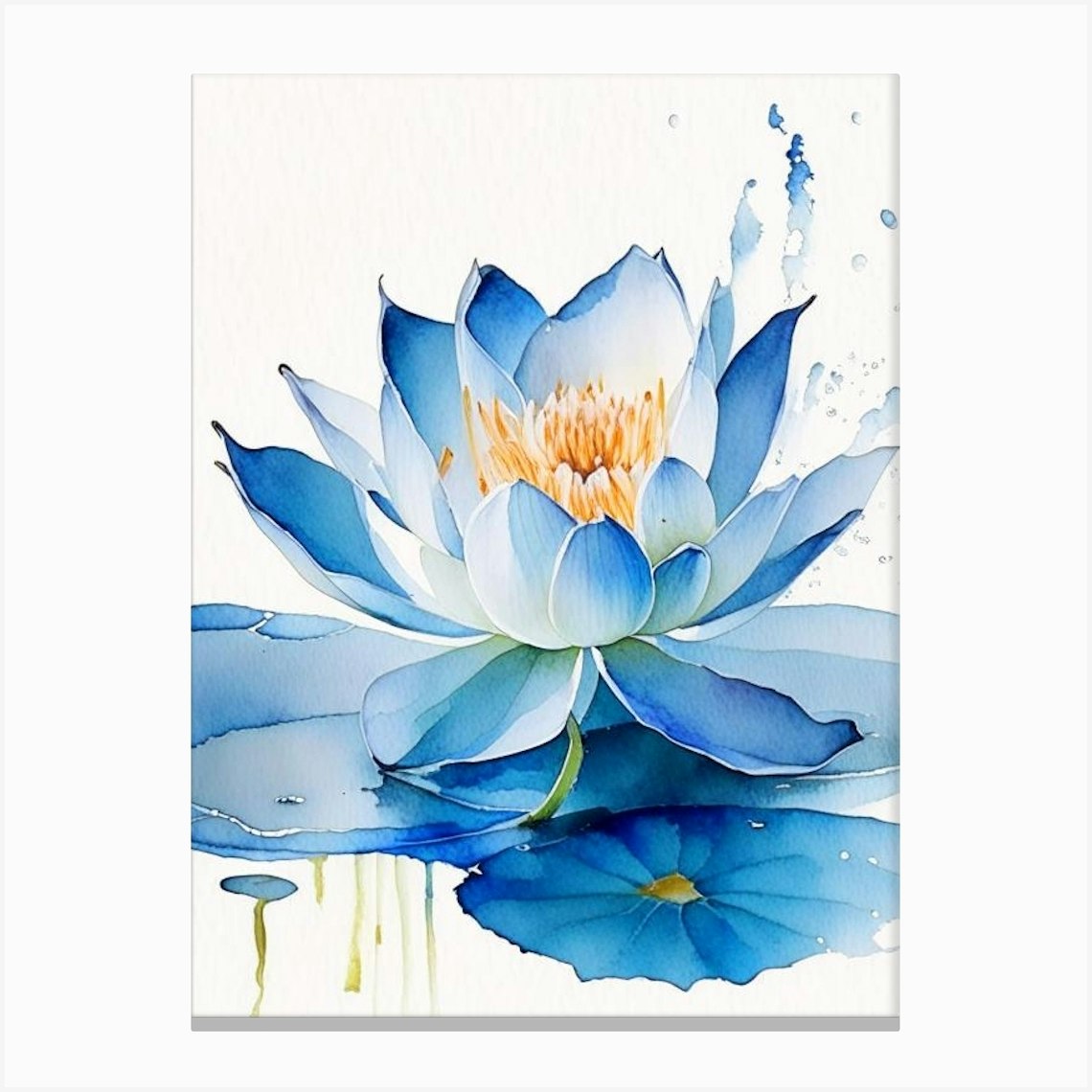 Blue Lotus Watercolour 5 Canvas Print by The Artsy Florist - Fy