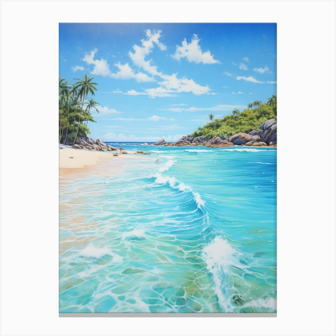 An Oil Painting Of Anse Lazio, Praslin Seychelles 2 Canvas Print by ...