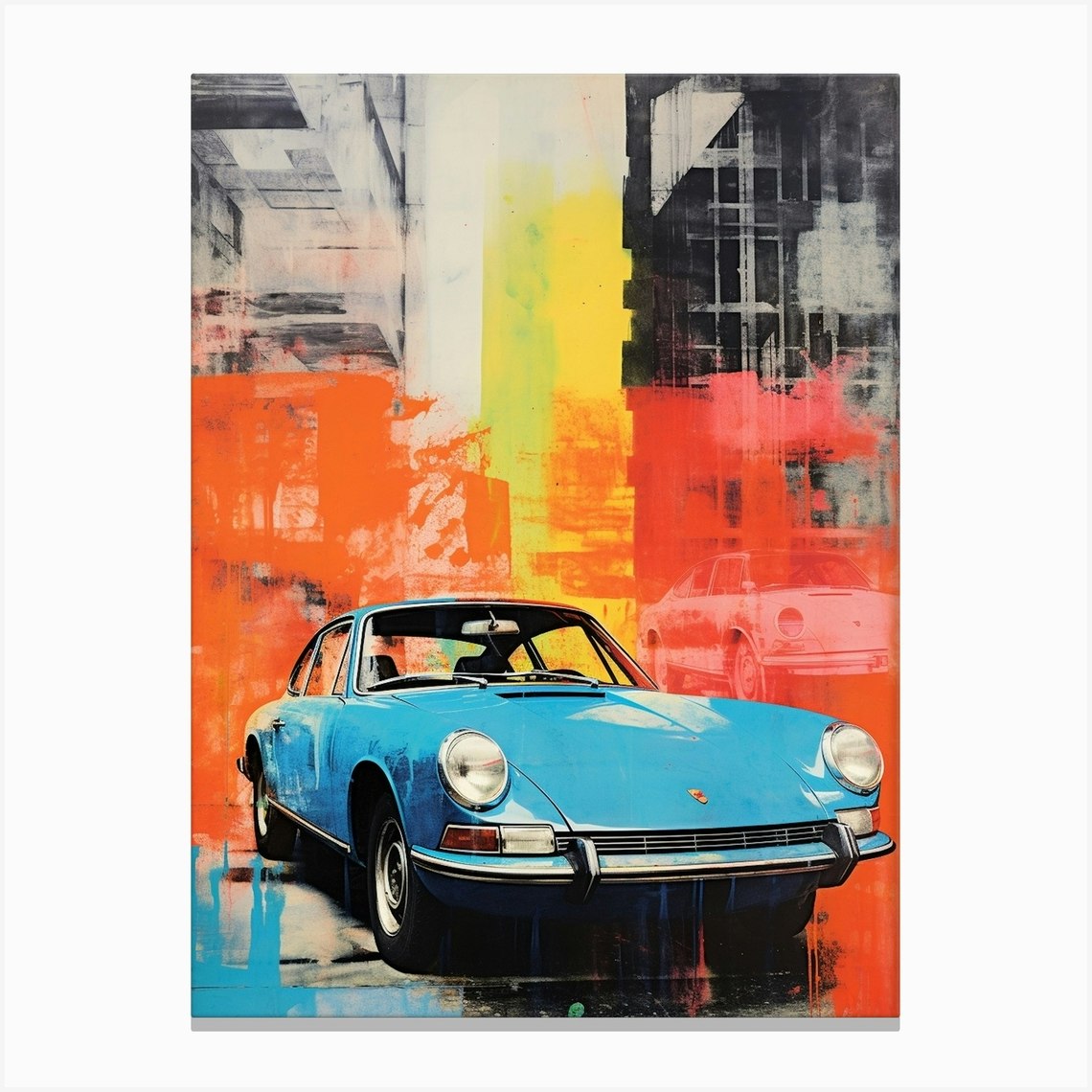 Classic Car Pop Art Risograph Inspired 2 Canvas Print by PopArt Pals - Fy