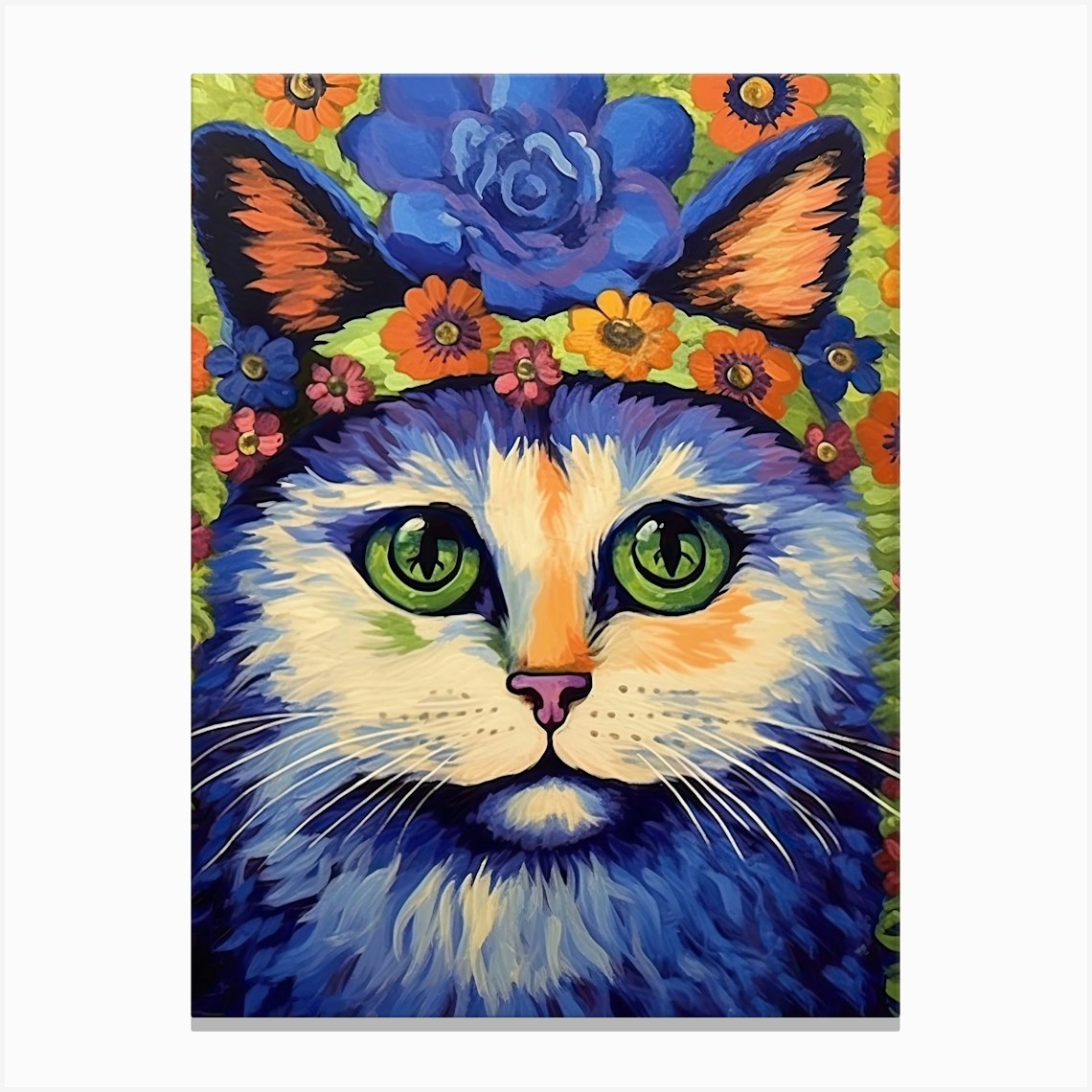 Louis Wain Psychedelic Cat With Flowers 7 Canvas Print by ...