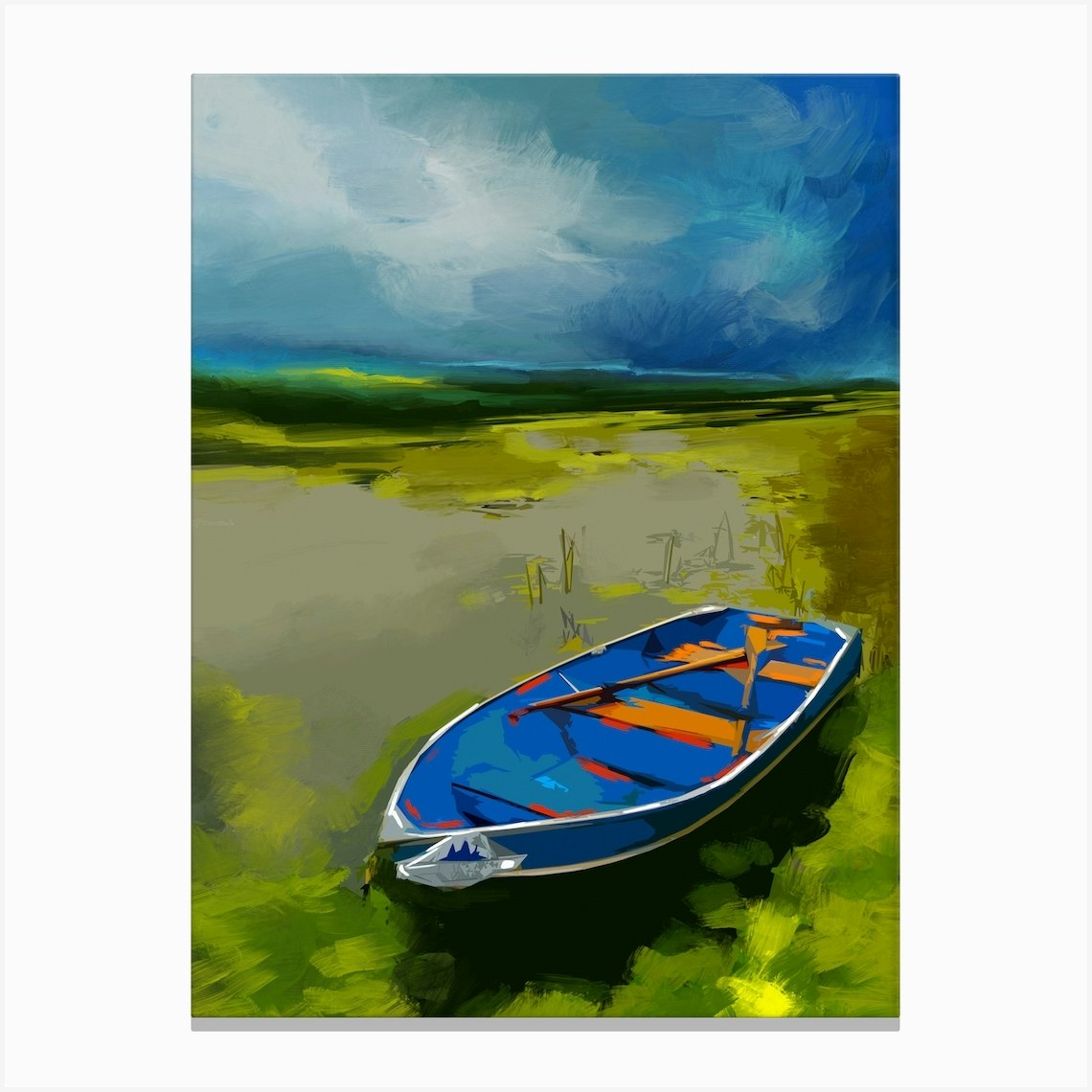 Boat Landscape Painting Canvas Print by Nora Gad Fy