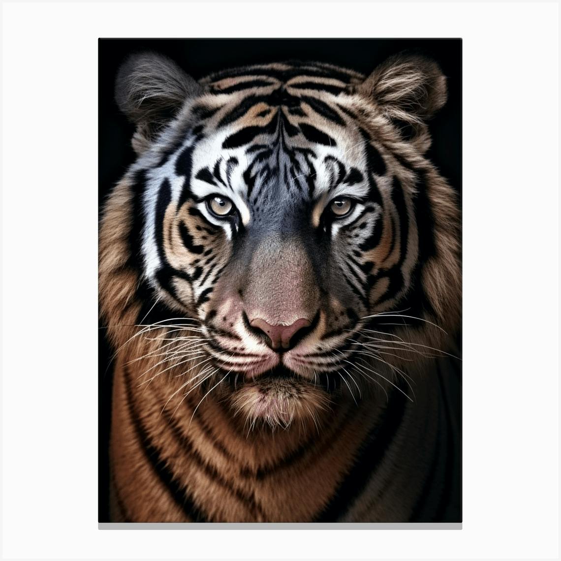 Color Photograph Of A Tiger Face 1 Canvas Print by Digitalhouse Fy