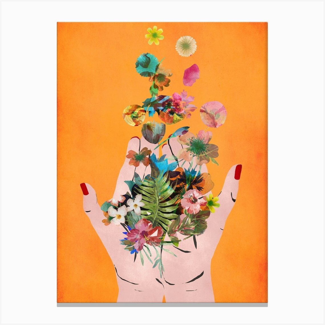 Fridas Hands Orange Canvas Print by Treechild - Fy