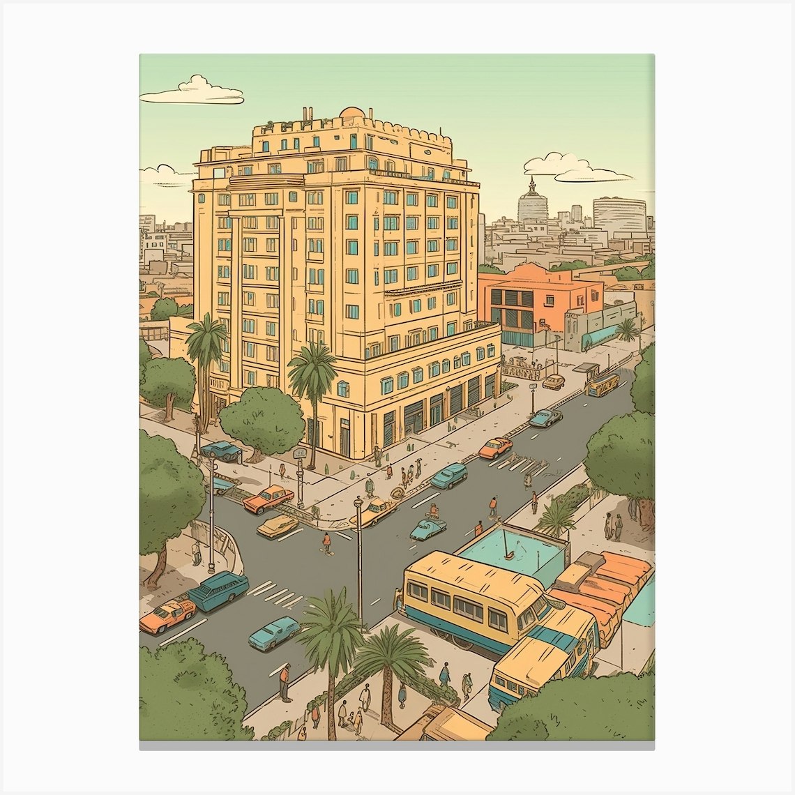 Karachi Pakistan Travel Illustration 4 Canvas Print by Fusion Designs Fy