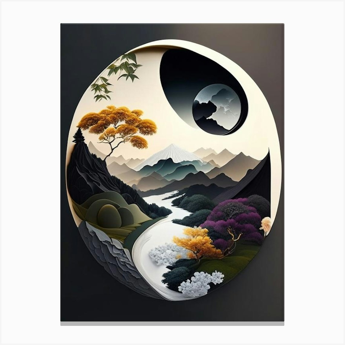 Landscapes 6, Yin and Yang Illustration Canvas Print by Symbolic ...