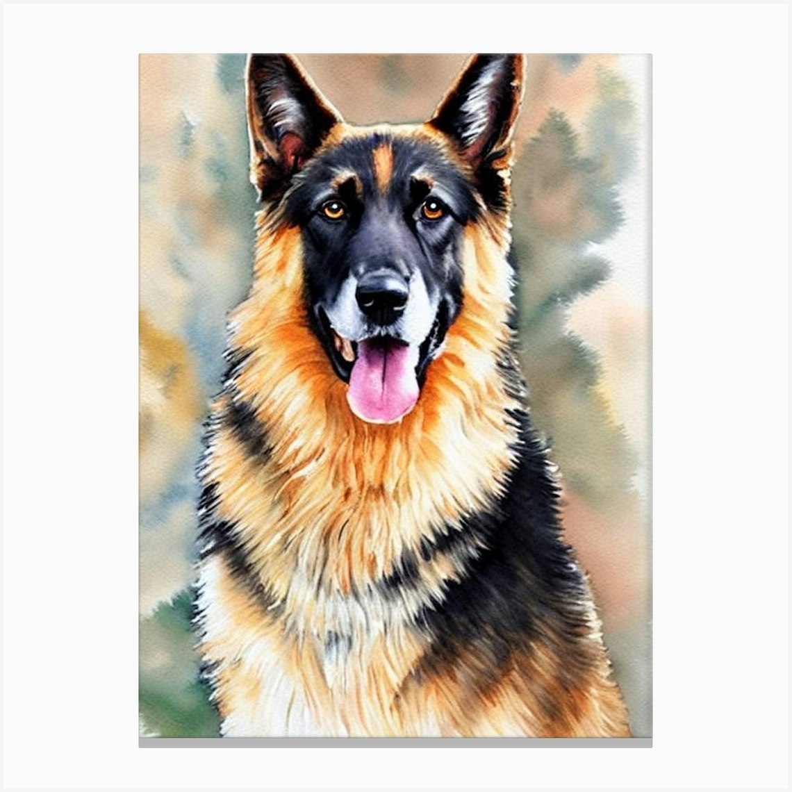 German Shepherd Watercolour dog Canvas Print by Pooch Prints - Fy