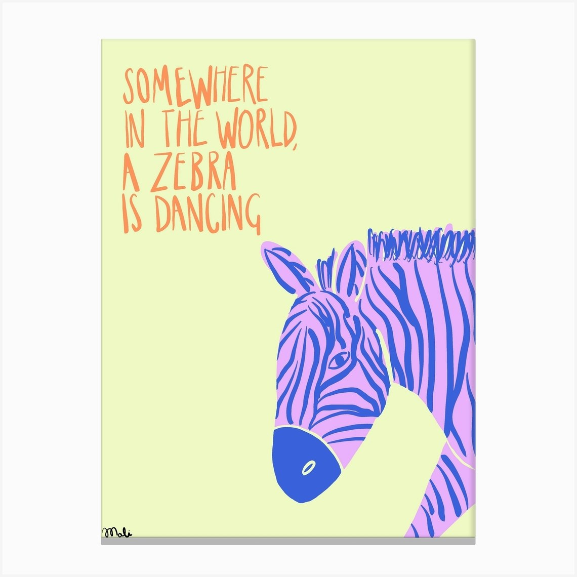 Dancing Zebra Canvas Print by Mali Fy