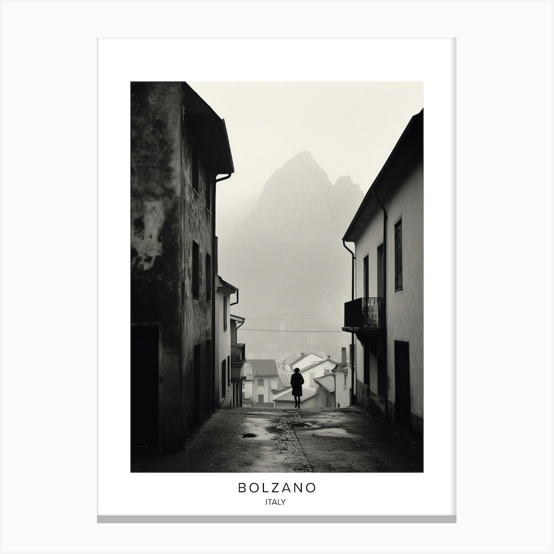 Poster Of Bolzano Italy Black And White Analogue Photography 1 Canvas