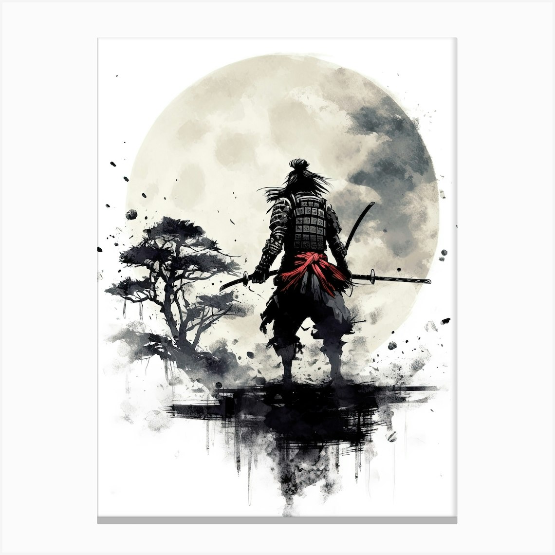 Samurai Sumi E Illustration 3 Canvas Print by Blade and Brush - Fy