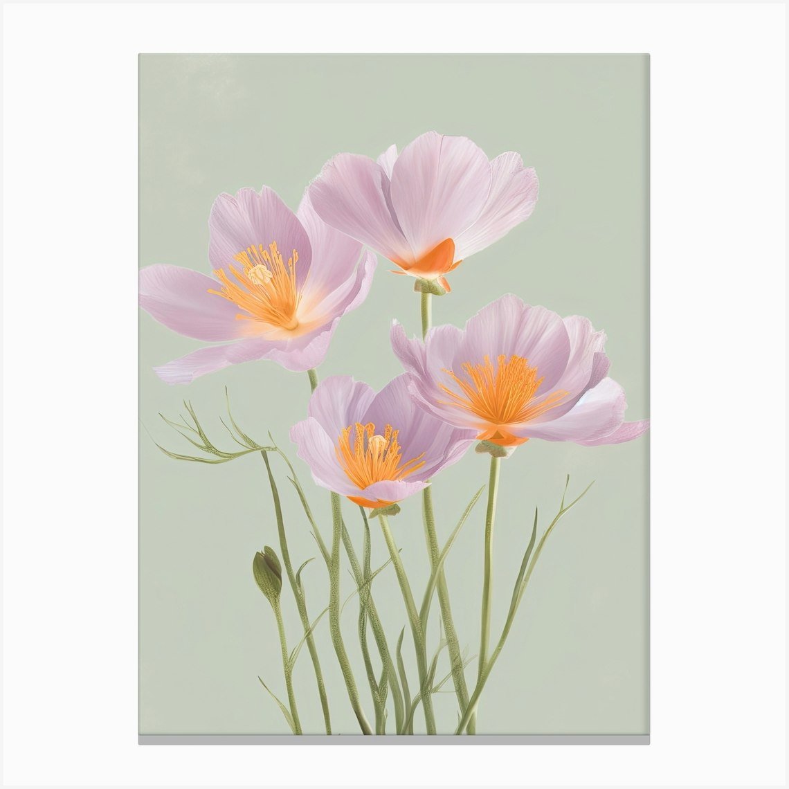 Crocus Flowers Acrylic Painting In Pastel Colours 1 Canvas Print by ...