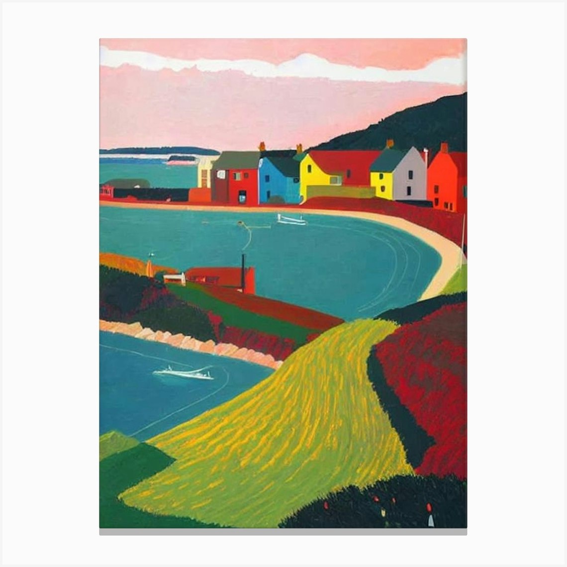 Cemaes Bay, Anglesey, Wales Hockney Style Canvas Print by Sand & Surf ...