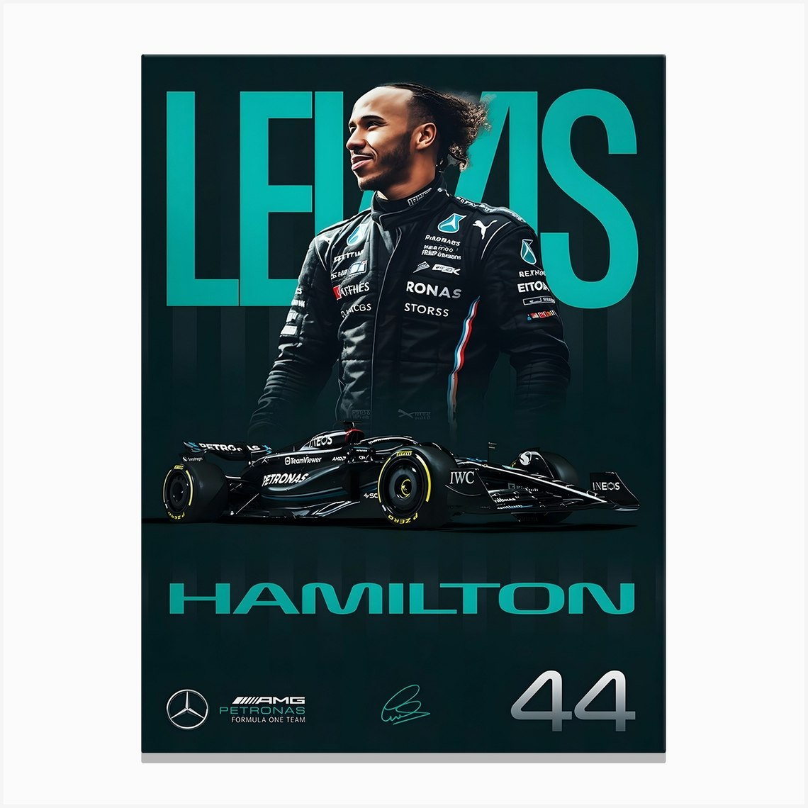 Lewis Hamilton 2024 Mercedes Amg Canvas Print by KunStudio Fy