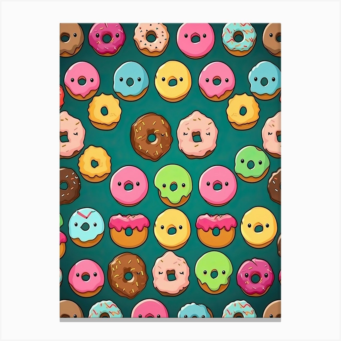 Kawaii Donuts Pattern Canvas Print by Kawaii Kingdom Fy