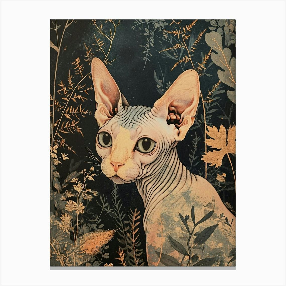 ARTCANVAS Sphynx Cat Breed sold White Canvas Art Print