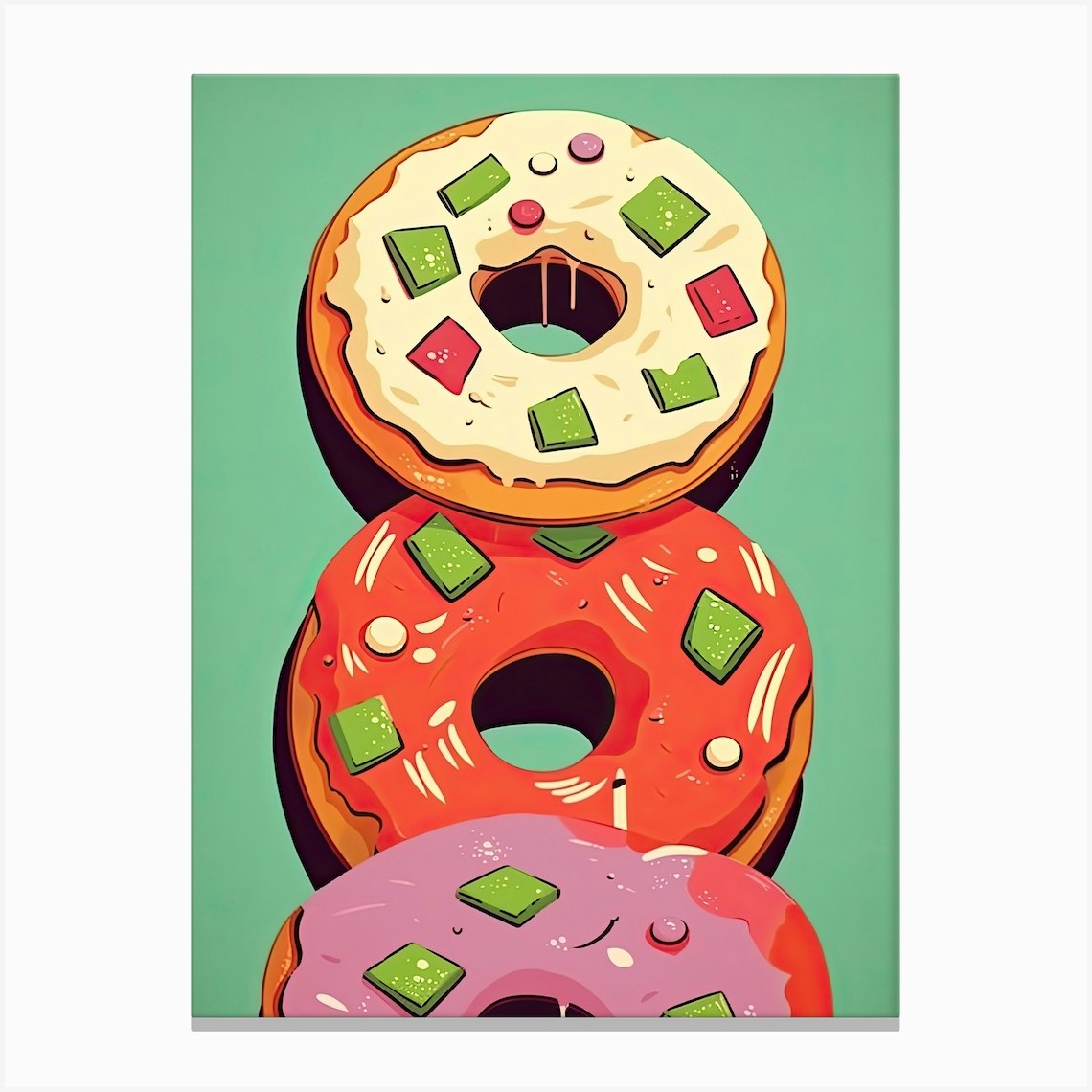 Donuts Pizza Canvas Print by Pudding Palette - Fy