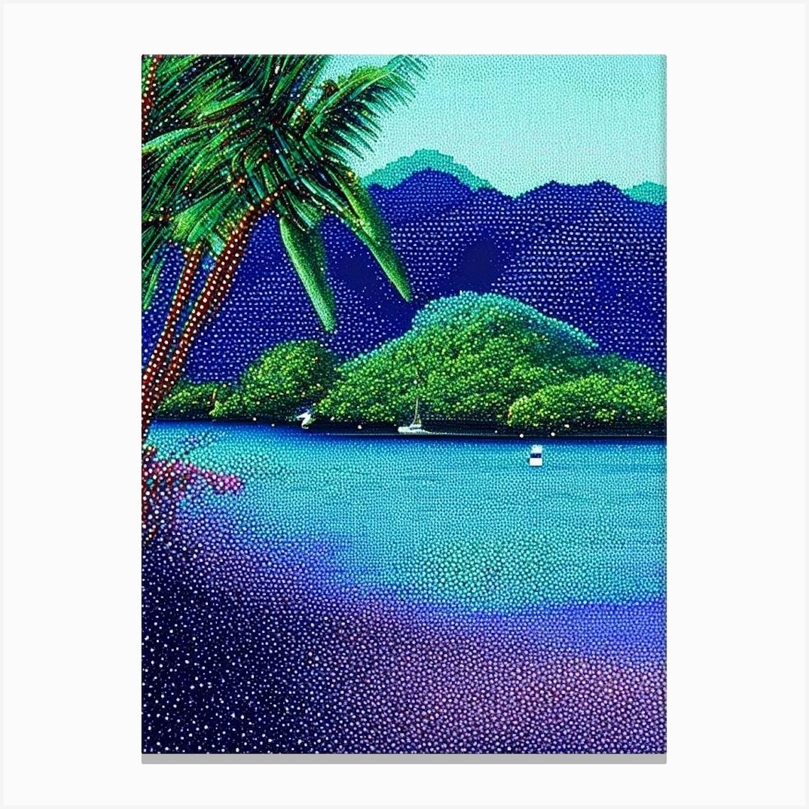 Fiji Pointillism Style Tropical Destination Canvas Print By Coconut Cove Fy 1604