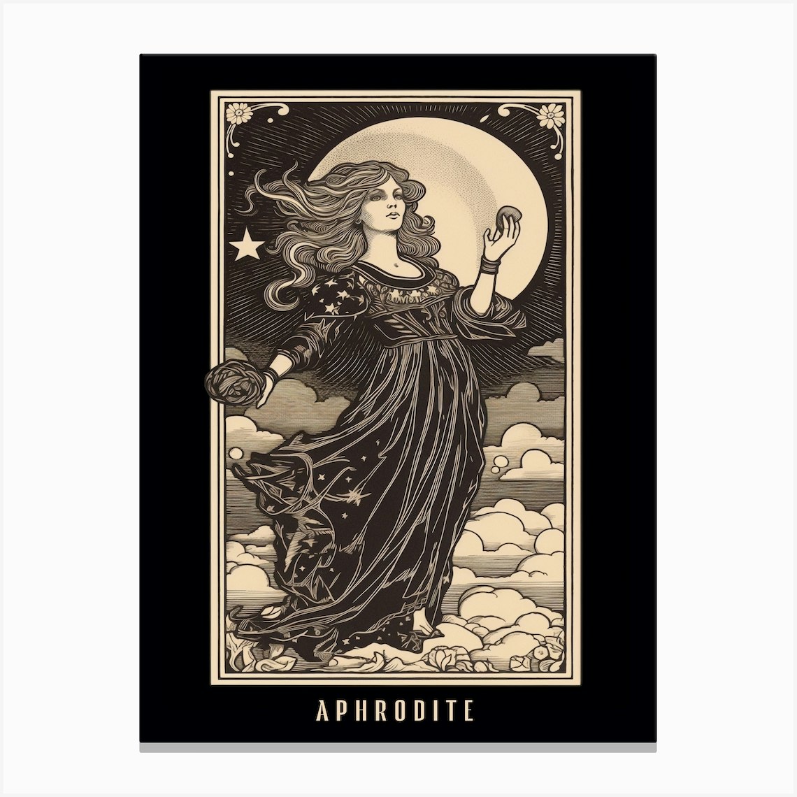 Aphrodite Tarot Card B&W Canvas Print by New Romantics - Fy