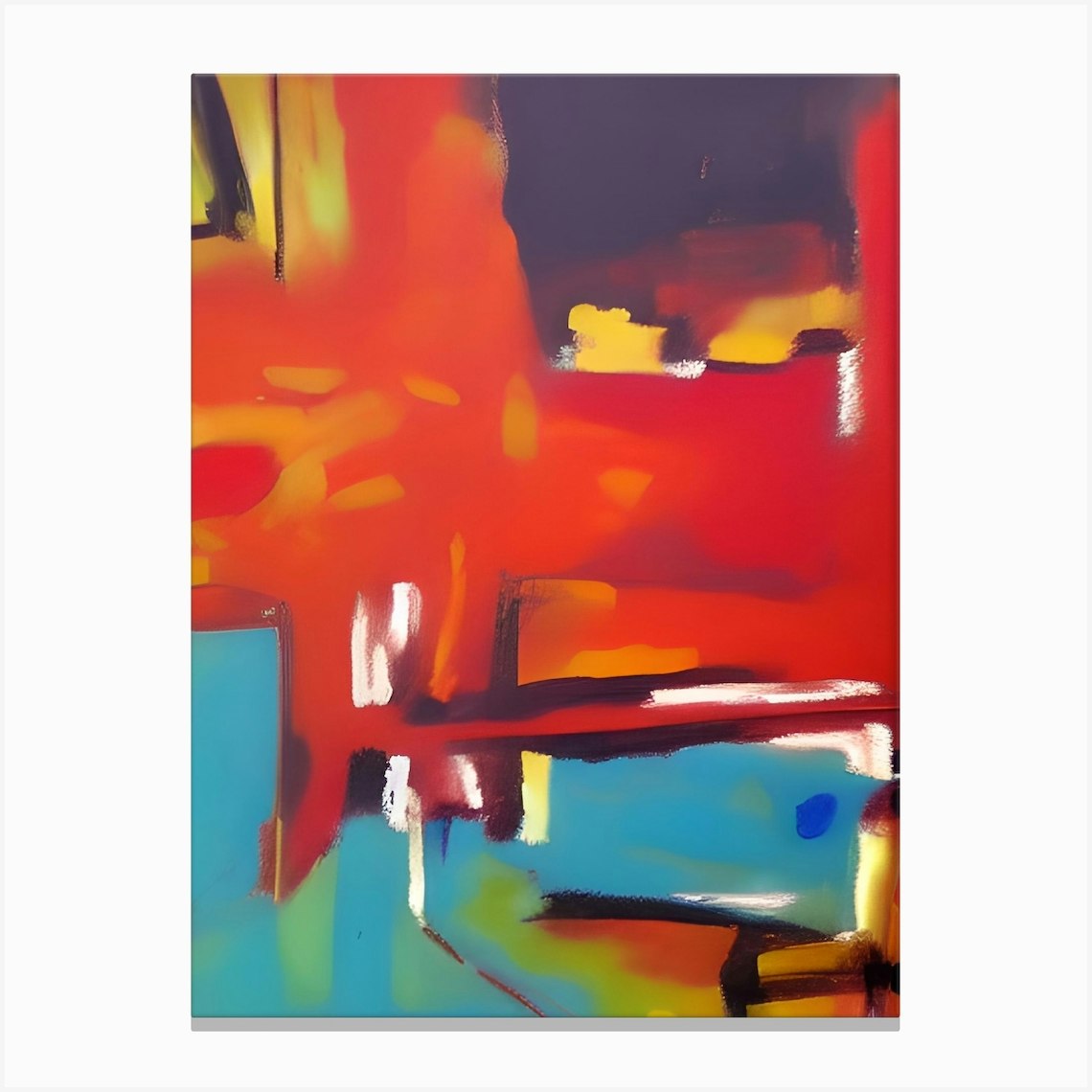 Fiery Burning Abstract Oil Painting Canvas Print by PynnPixel.co.uk Fy