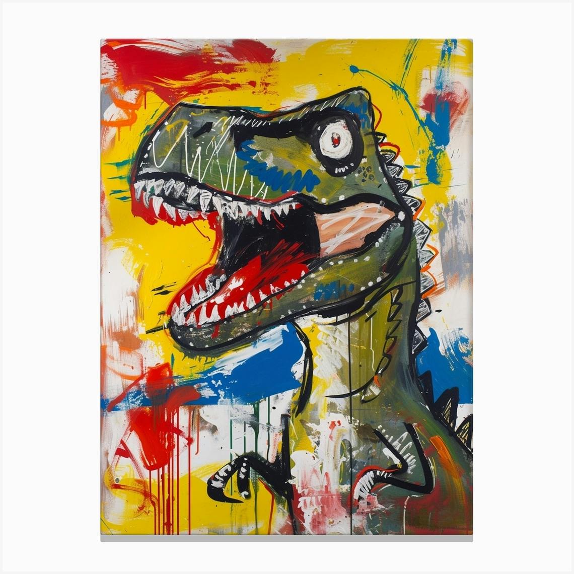 Paint Drip Graffiti Style T Rex Art Print by Dino Delights - Fy