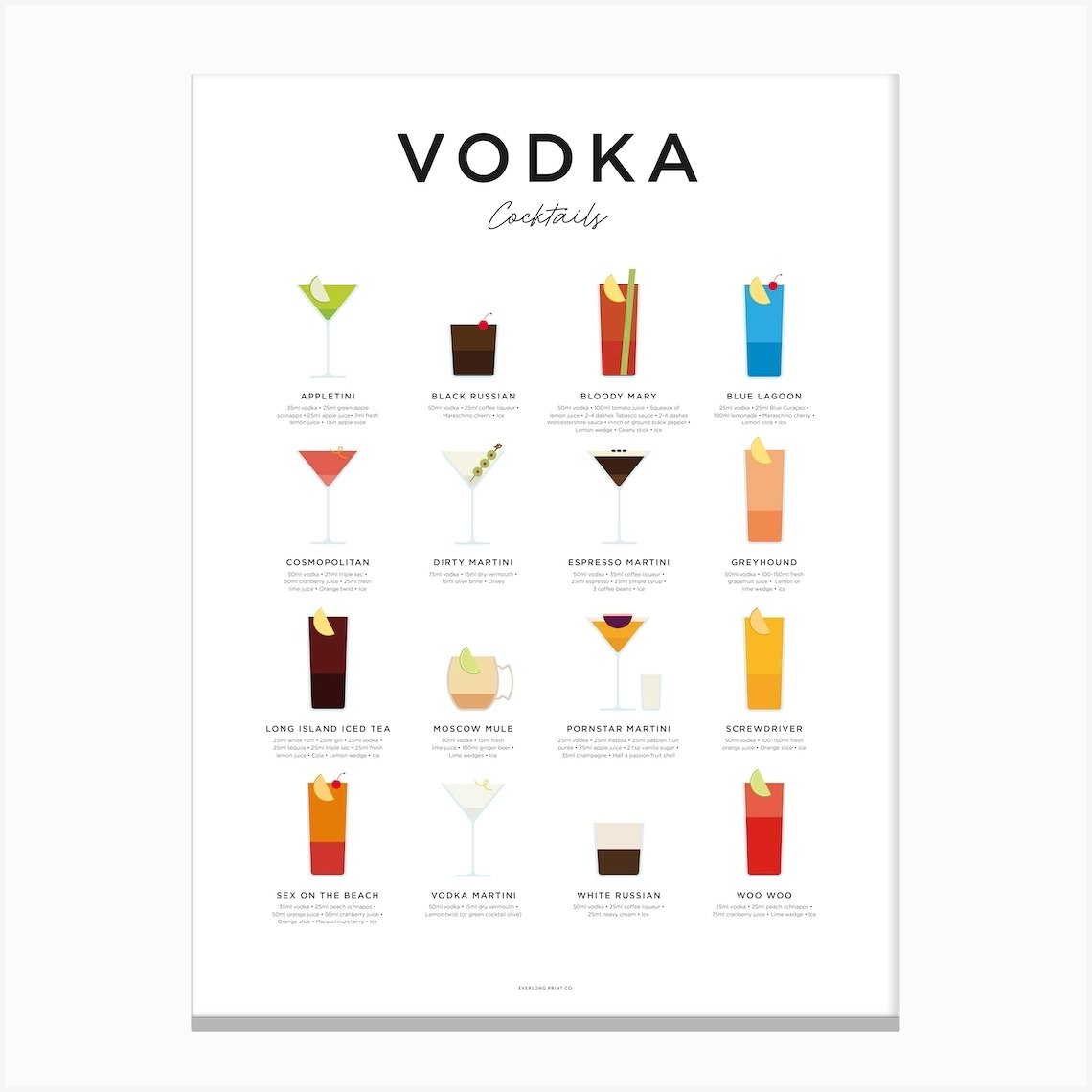 Vodka Cocktails Minimal Canvas Print by Everlong Fy