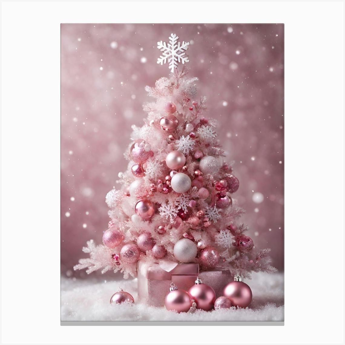 Pink popular Christmas Wall Canvas Santa tree Pinkmas