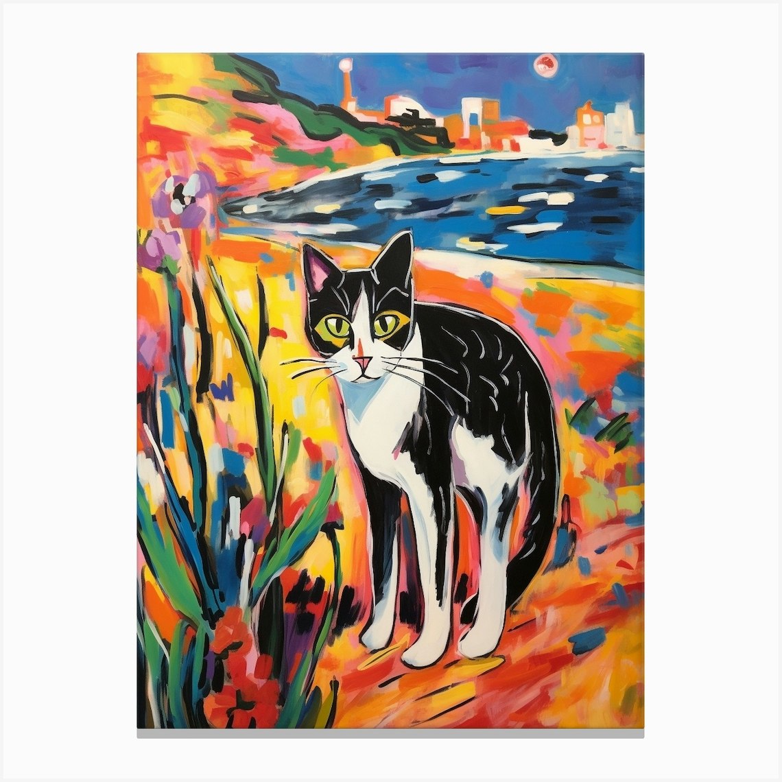 Painting Of A Cat In Algarve Portugal 2 Canvas Print by MedArt - Fy