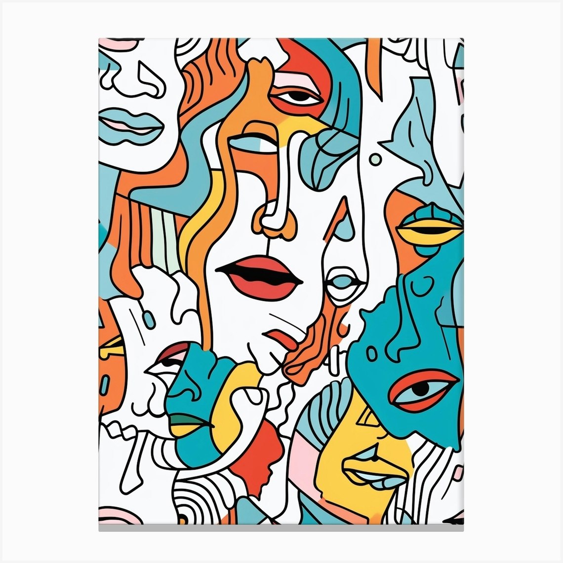 Keith Haring Inspired Face Line Drawing Canvas Print by Essence Lines Fy