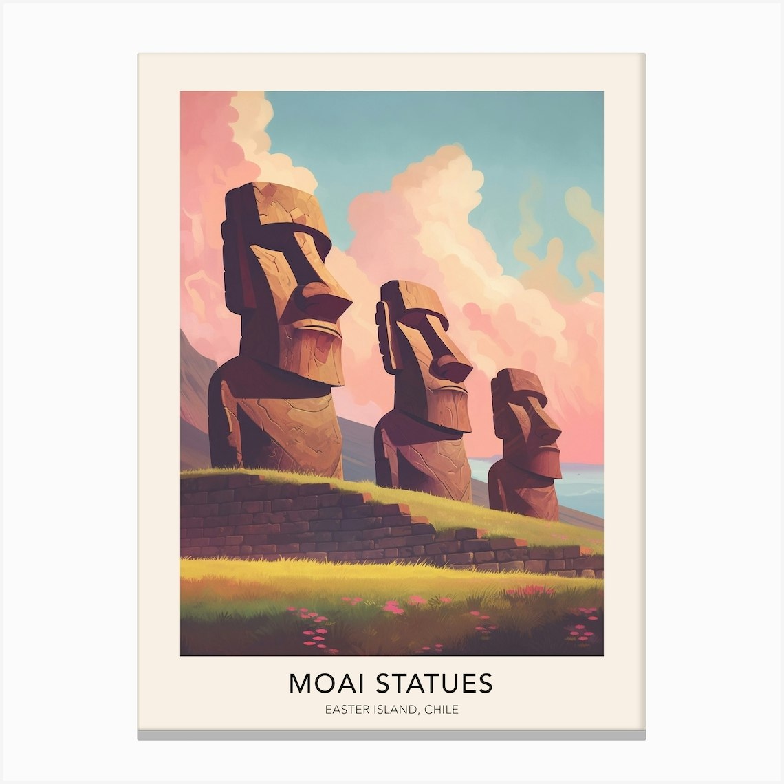 Moai Statues Easter Island Chile Travel Poster Canvas Print by The Art