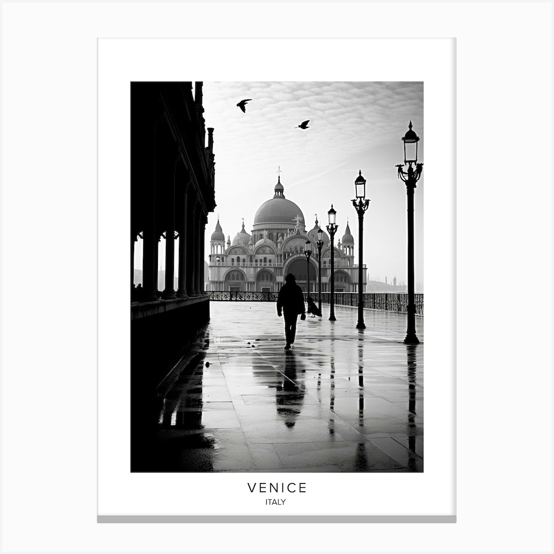 Poster Of Venice Italy Black And White Analogue Photography 2 Canvas