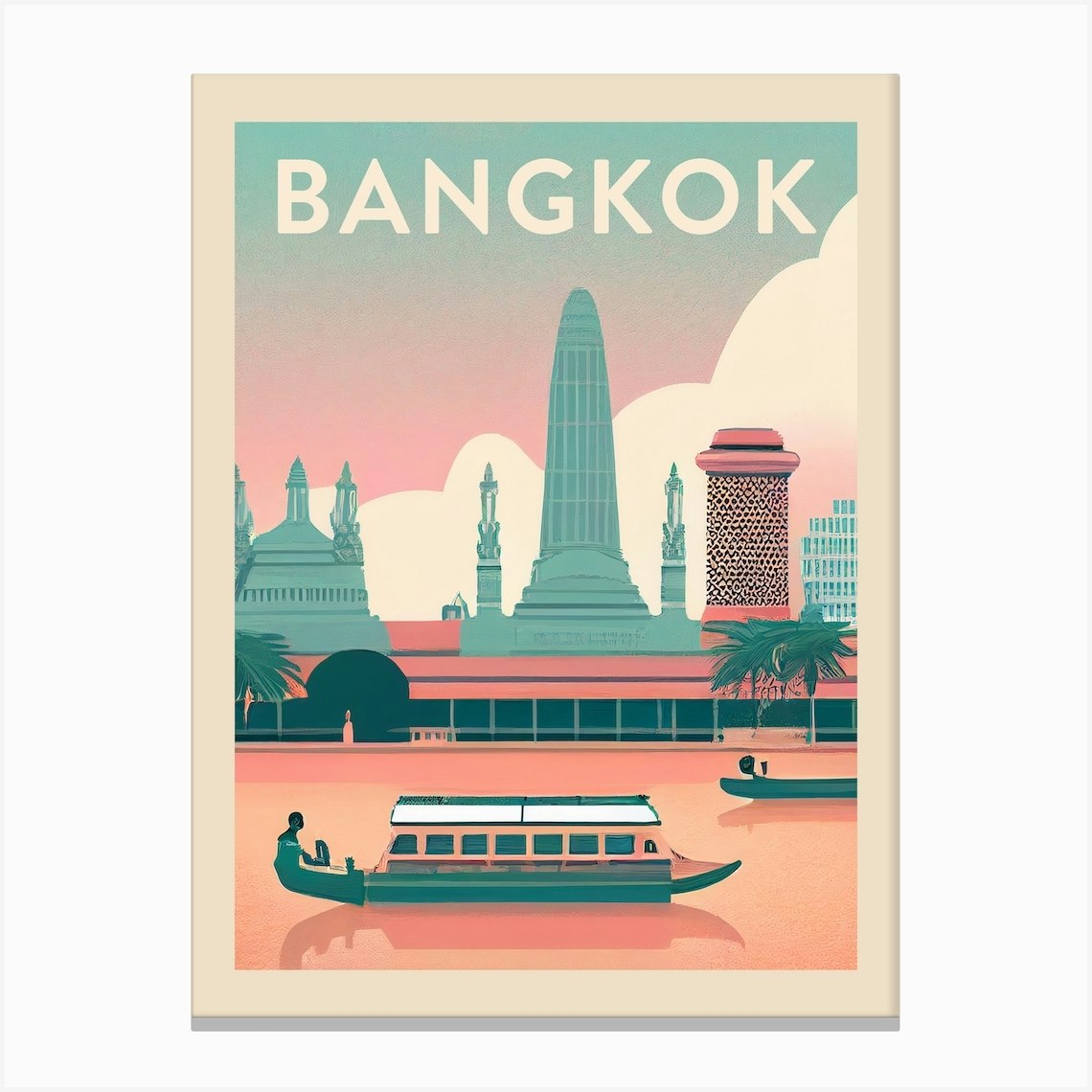 Bangkok Vintage Travel Poster Canvas Print by Travel Poster Collection - Fy