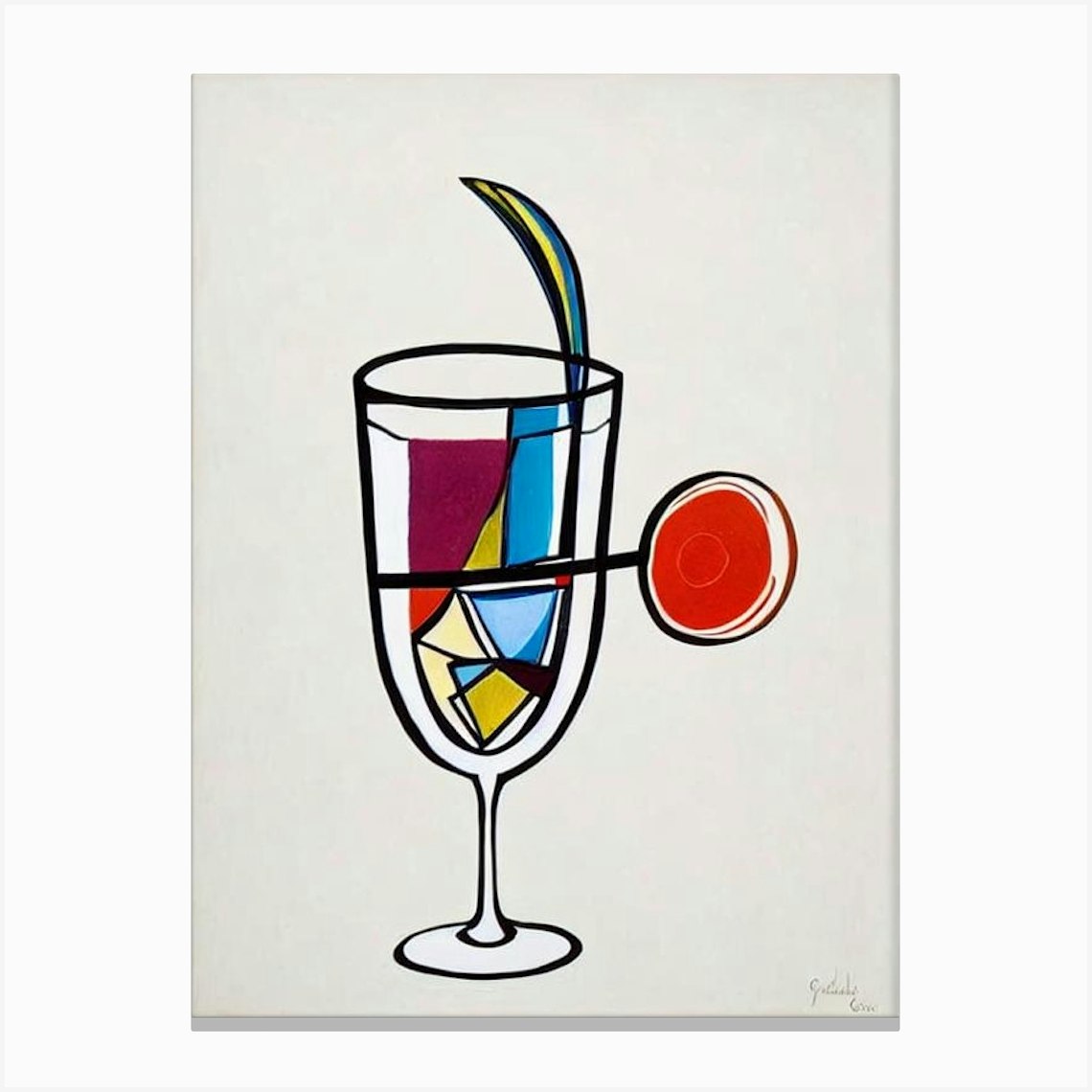 Martini Picasso Line Drawing Poster Canvas Print By The Cocktail Hour - Fy