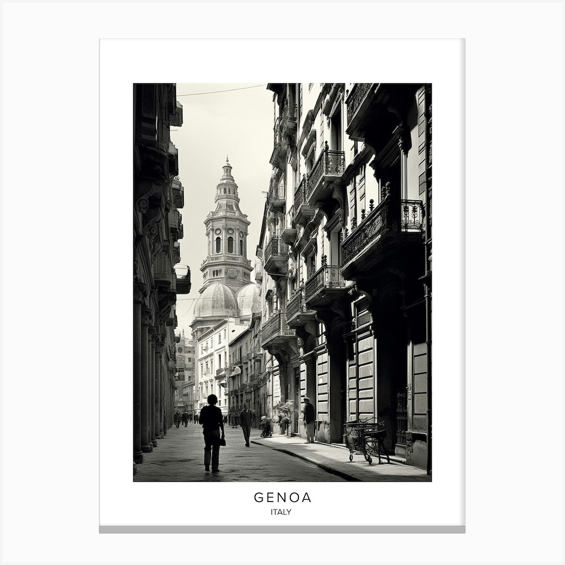 Poster Of Genoa Italy Black And White Analogue Photography 2 Canvas