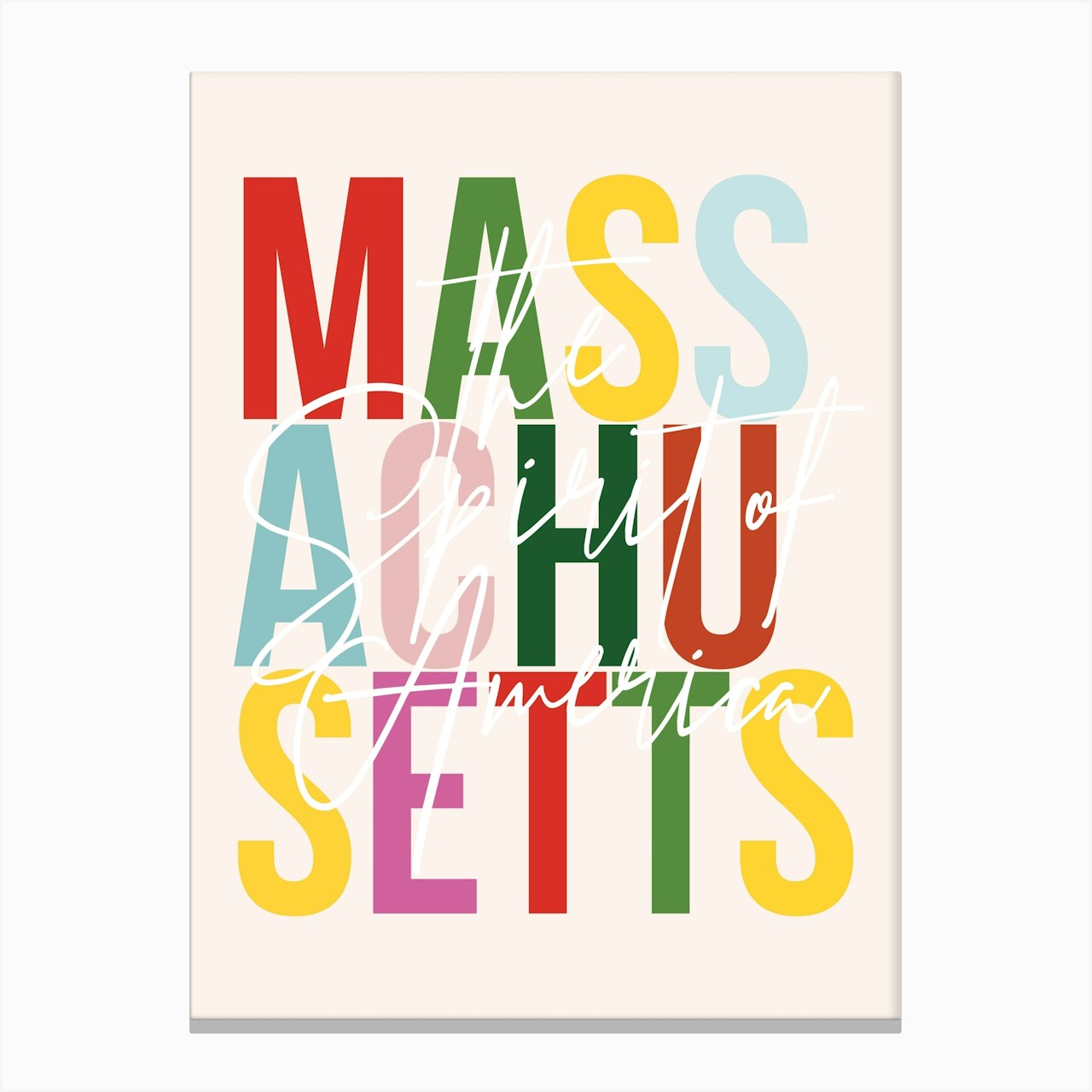 Massachusetts The Spirit Of America Color Art Print By Typologie Paper Co Fy