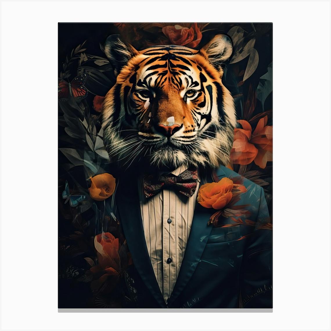 Tiger Art In Collage Art Style 2 Canvas Print by Artful Creatures Fy