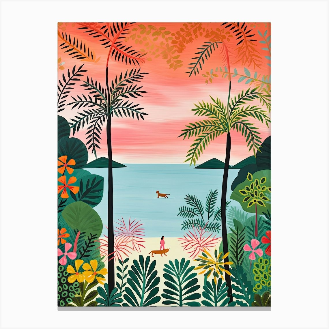 Miami Beach, Florida, Matisse And Rousseau Style 7 Canvas Print by ...