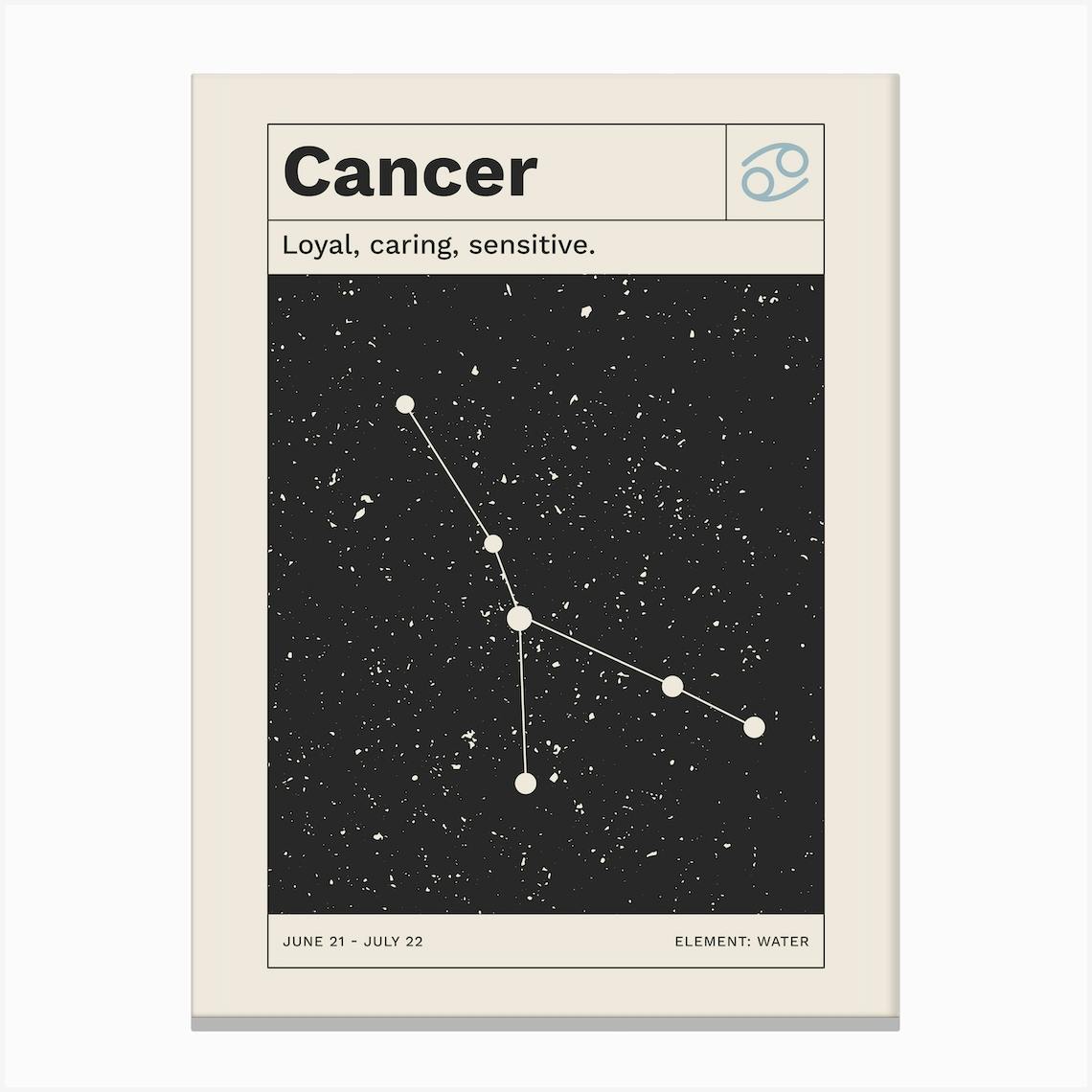 Cancer Zodiac Sign Constellation Canvas Print by Cocoon Design