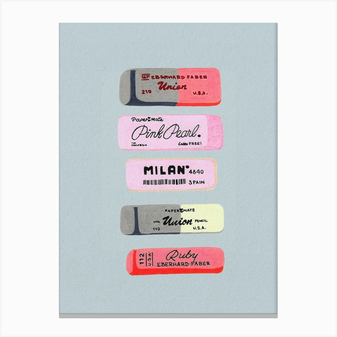 Erasers Collection Canvas Print by Studio Mandariini Fy
