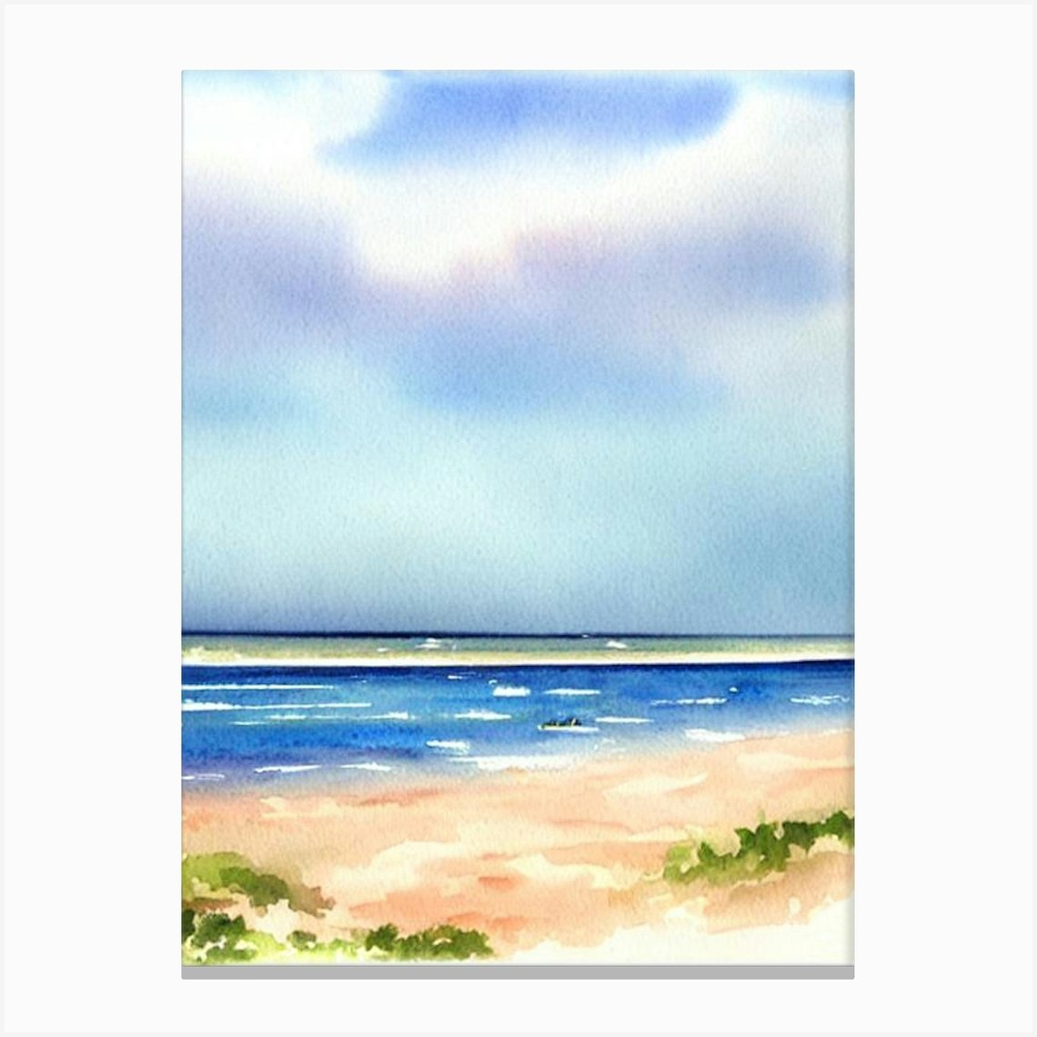 Bournemouth Beach, Dorset Watercolour Canvas Print by Sand & Surf ...