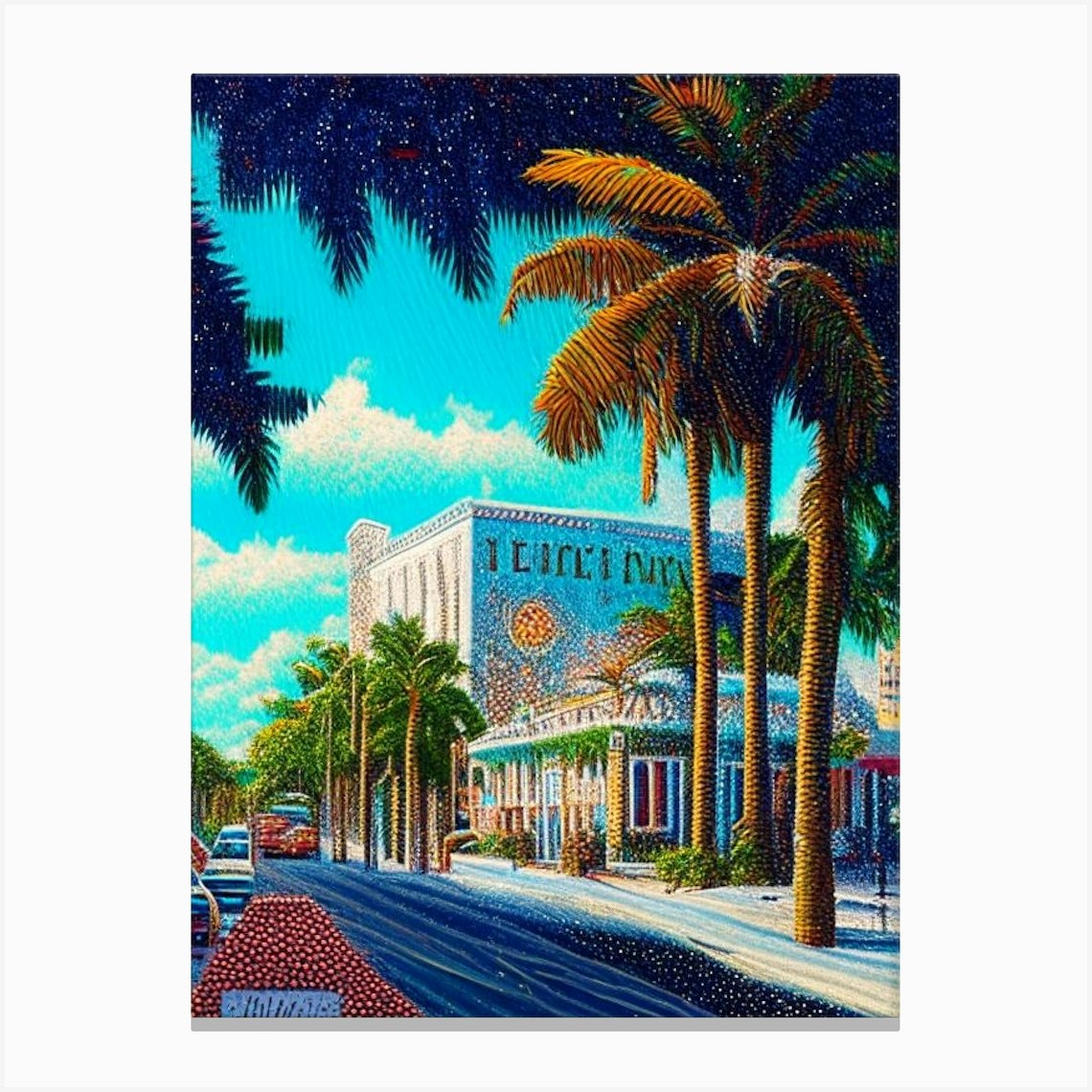Hialeah, City Us Pointillism Canvas Print by US Cityscapes Fy