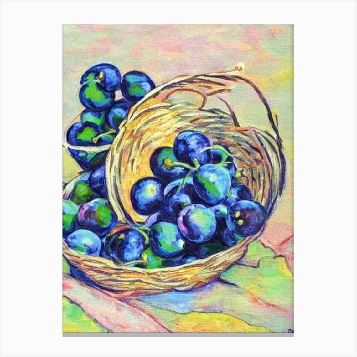 Damson Vintage Sketch Fruit Canvas Print by The Fruitery Fy
