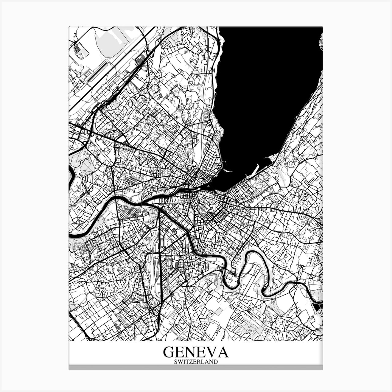 Geneva White Black Art Print by Mapply - Fy