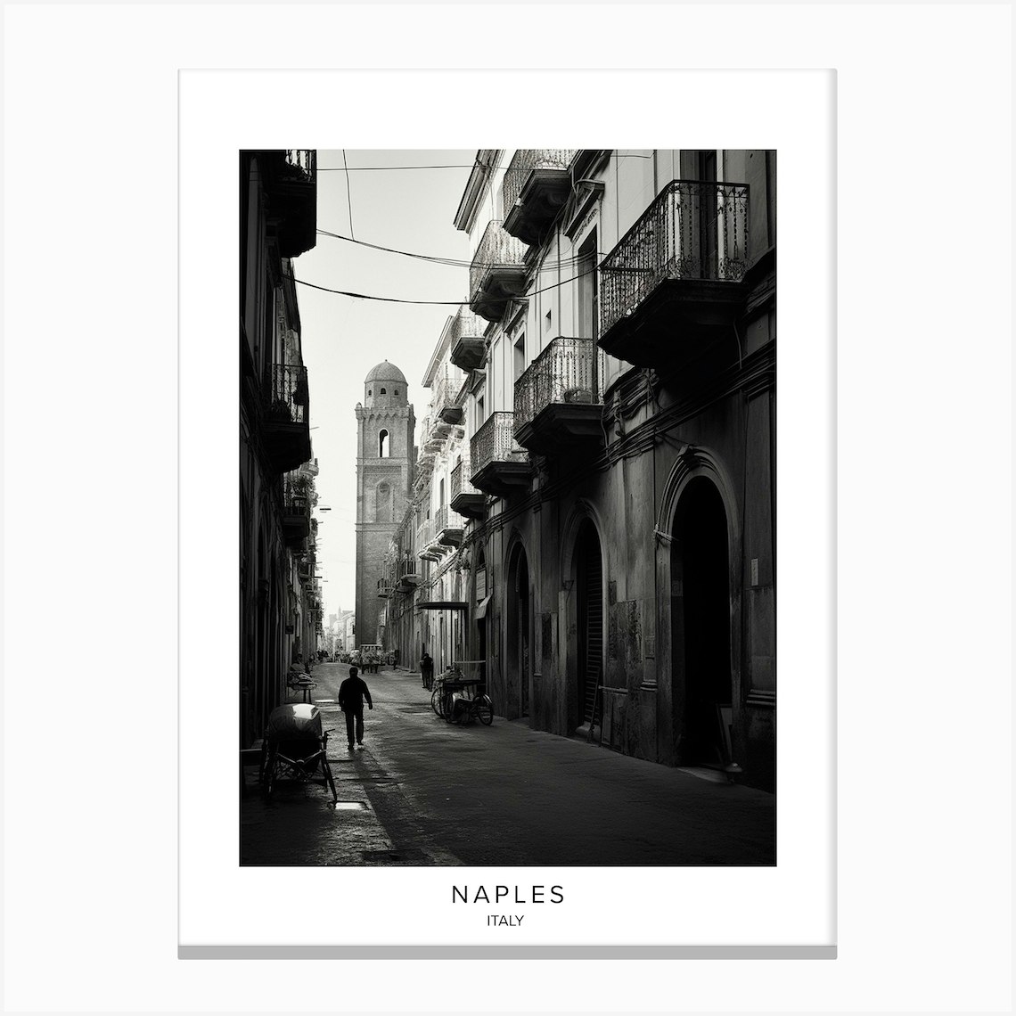 Poster Of Naples Italy Black And White Analogue Photography 2 Canvas