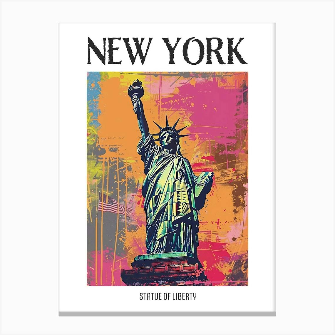 Statue Of Liberty New York Colourful Silkscreen Illustration