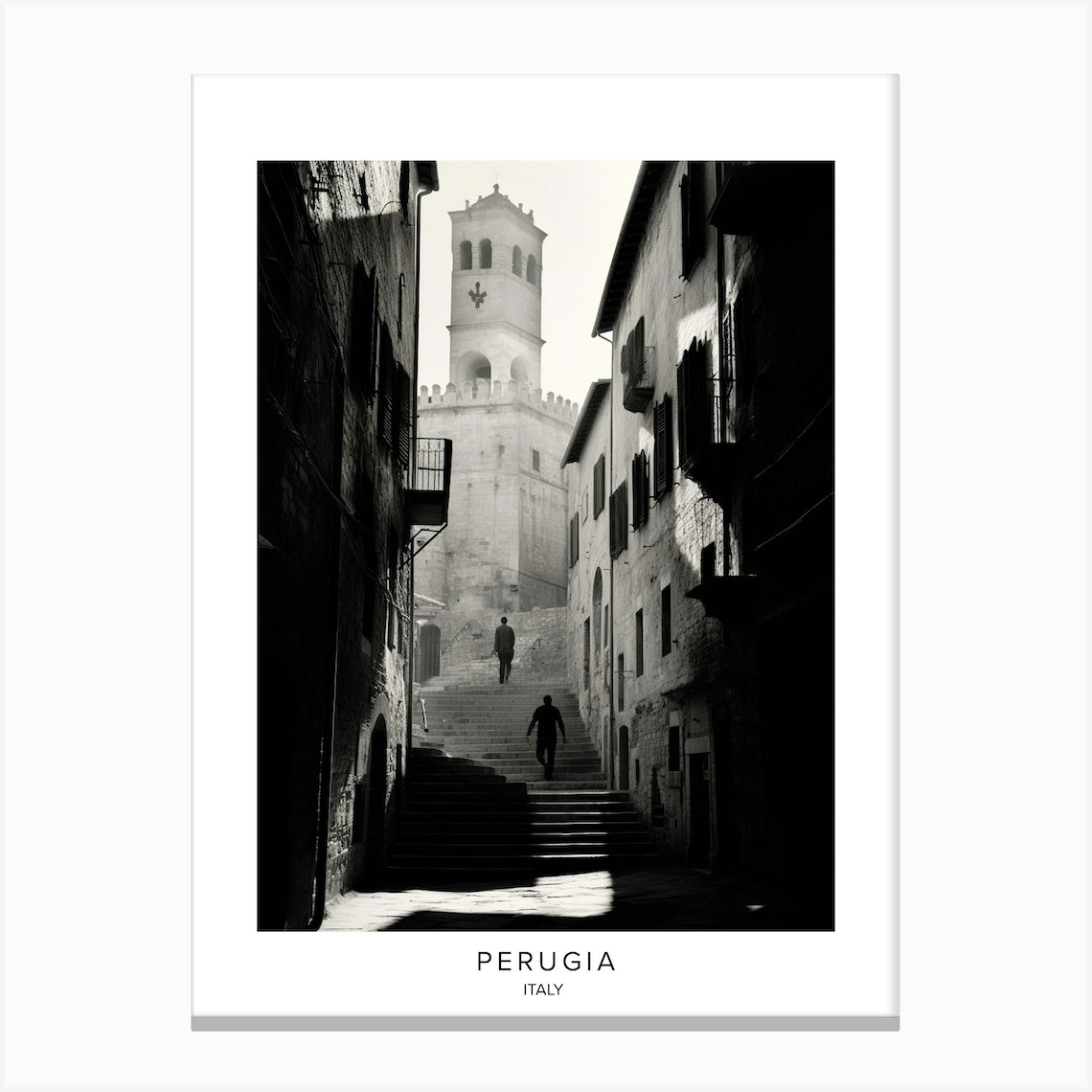 Poster Of Perugia Italy Black And White Analogue Photography 3 Canvas