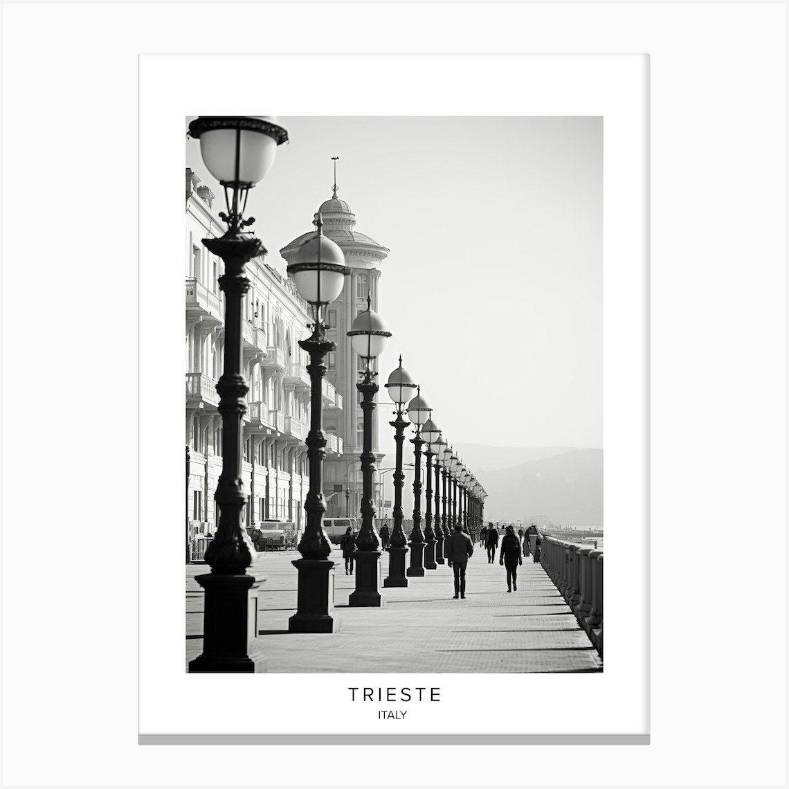 Poster Of Trieste Italy Black And White Analogue Photography 1 Canvas