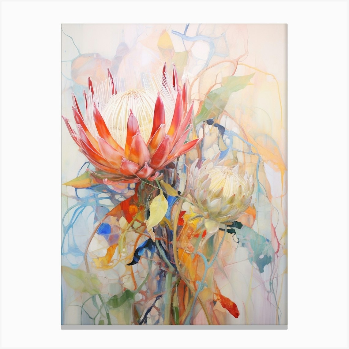 Abstract Flower Painting Protea 1 Canvas Print by Botanic Studio - Fy